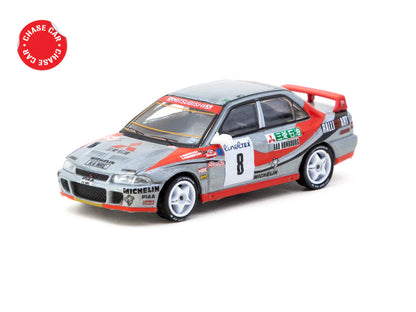 Tarmac Works 1/64 Mitsubishi Lancer Evolution Rallye Monte-Carlo 1993 #8 - GLOBAL64 Red & White - T64G-048-93MCR08