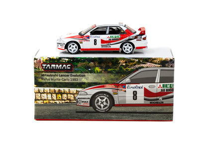 Tarmac Works 1/64 Mitsubishi Lancer Evolution Rallye Monte-Carlo 1993 #8 - GLOBAL64 Red & White