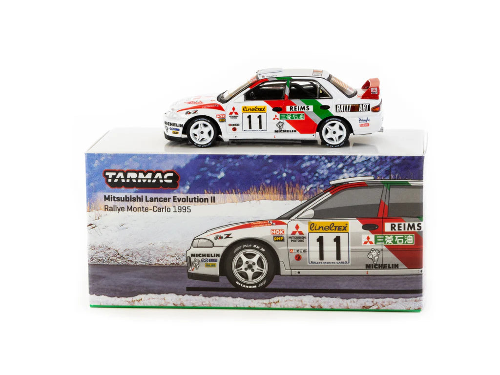 Tarmac Works 1/64 Mitsubishi Lancer Evolution II Rallye Monte-Carlo 1995 #11 GLOBAL64 White