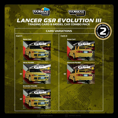 Tarmac Works 1/64 Mitsubishi Lancer GSR Evolution III Yellow with Tarmac Cards - GLOBAL64