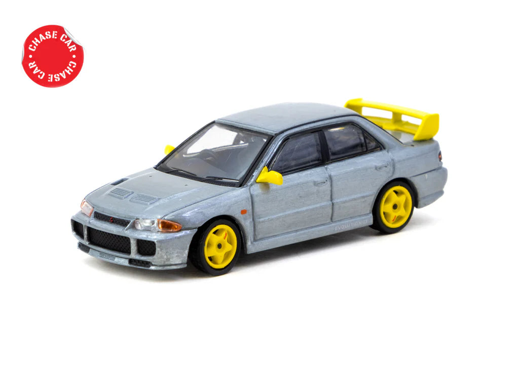 Tarmac Works 1/64 Mitsubishi Lancer GSR Evolution III Yellow with Tarmac Cards - GLOBAL64 - T64G-050-YL
