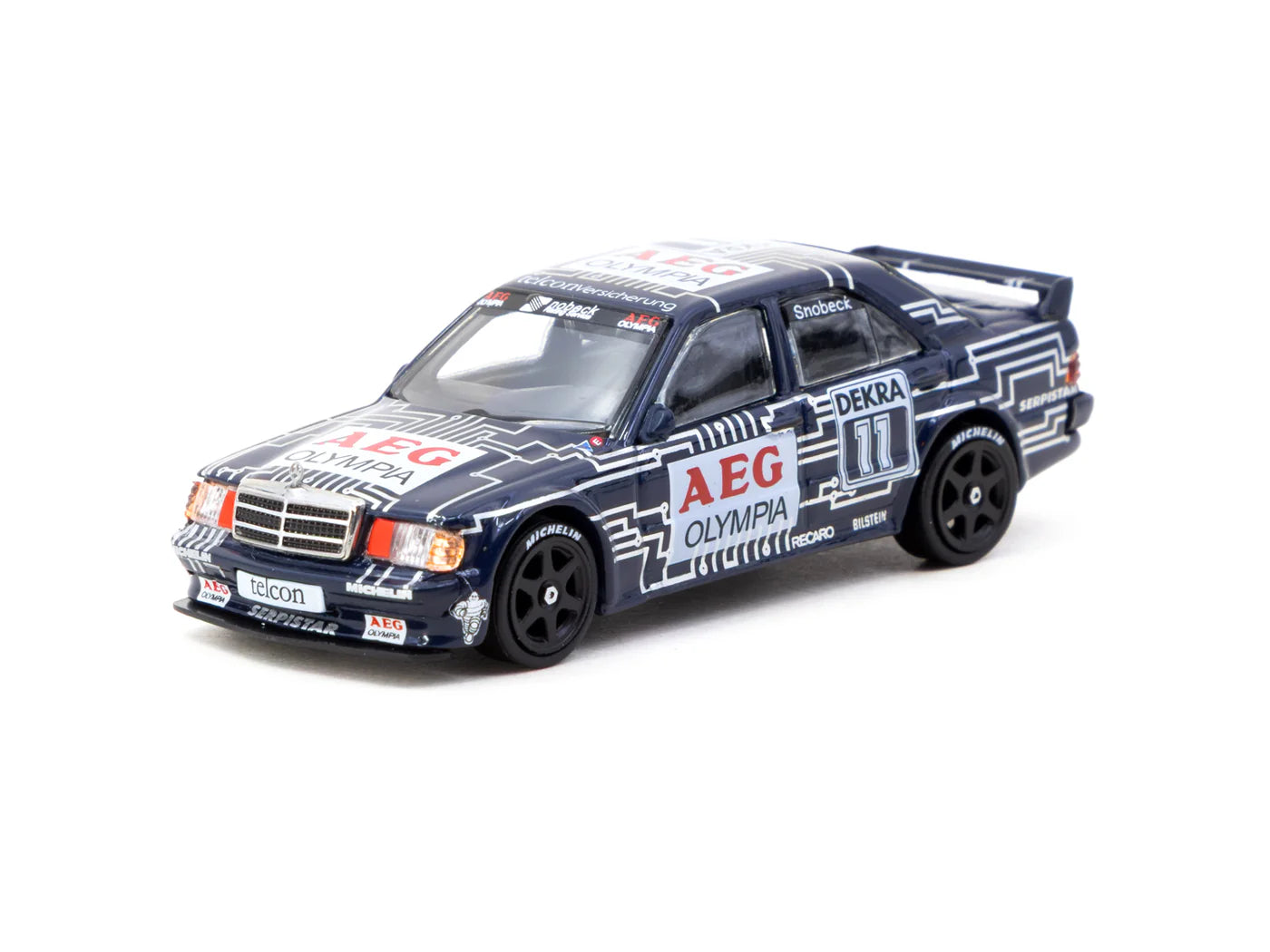 Tarmac Works 1/64 Mercedes-Benz 190 E 2.5-16 EVO 1 DTM 1989 Dany Snobeck GLOBAL64 Black - T64G-057-89DTM11