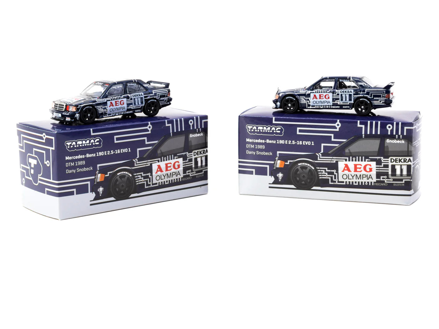 Tarmac Works 1/64 Mercedes-Benz 190 E 2.5-16 EVO 1 DTM 1989 Dany Snobeck GLOBAL64 Black - T64G-057-89DTM11