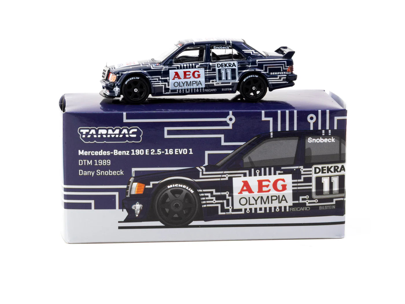 Tarmac Works 1/64 Mercedes-Benz 190 E 2.5-16 EVO 1 DTM 1989 Dany Snobeck GLOBAL64 Black - T64G-057-89DTM11