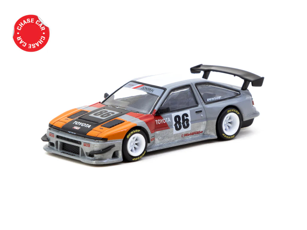 Tarmac Works 1/64 Toyota Sprinter Trueno AE86 Widebody TRD - GLOBAL64 White & Orange - T64G-060-TRD