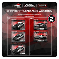 Tarmac Works 1/64 Jonsibal Toyota Sprinter Trueno AE86 Widebody White / Black with Tarmac Cards - GLOBAL64