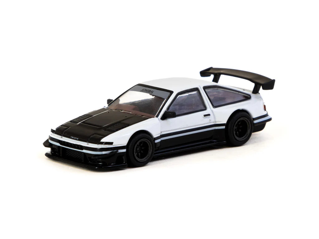 Tarmac Works 1/64 Jonsibal Toyota Sprinter Trueno AE86 Widebody White / Black with Tarmac Cards - GLOBAL64