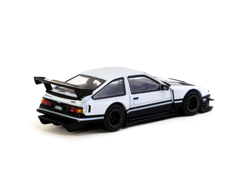 Tarmac Works 1/64 Jonsibal Toyota Sprinter Trueno AE86 Widebody White / Black with Tarmac Cards - GLOBAL64