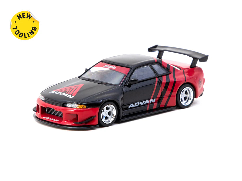 Tarmac Works 1/64  Nissan Skyline GT-R R32 Widebody Advan - JCCS Special Edition - GLOBAL64 Red & Black