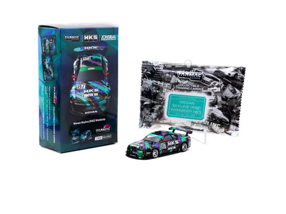 Tarmac Works 1/64 Nissan Skyline (R32) Widebody HKS with Tarmac Cards Combo Set - Designed by Jon Sibal Black & Green - GLOBAL64 - T64G-061-HKS
