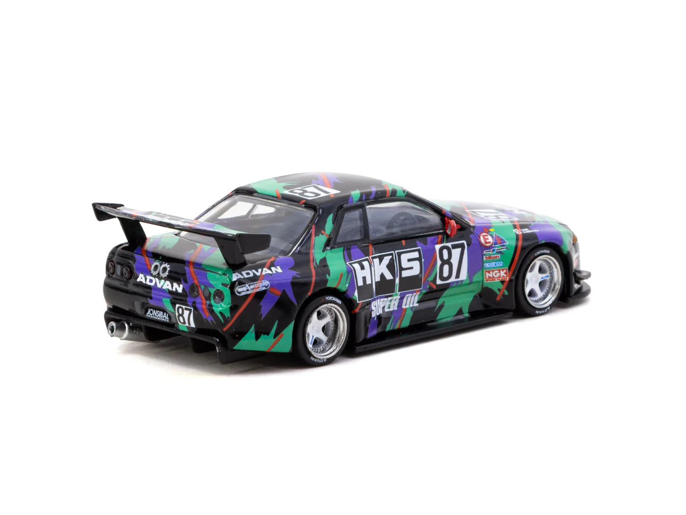 Tarmac Works 1/64 Nissan Skyline (R32) Widebody HKS with Tarmac Cards Combo Set - Designed by Jon Sibal Black & Green - GLOBAL64 - T64G-061-HKS