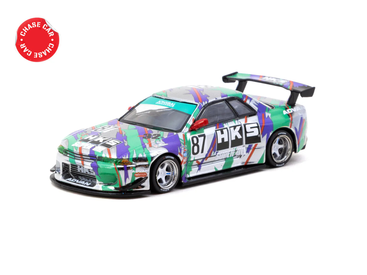 Tarmac Works 1/64 Nissan Skyline (R32) Widebody HKS with Tarmac Cards Combo Set - Designed by Jon Sibal Black & Green - GLOBAL64 - T64G-061-HKS