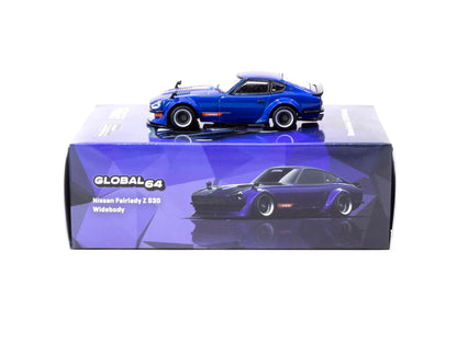 Tarmac Works 1/64 Nissan Fairlady Z S30 Widebody Blue - Designed by Jon Sibal GLOBAL64 - T64G-062-BL