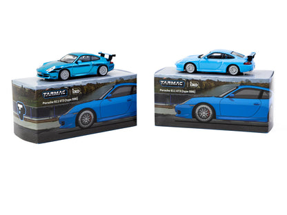 Tarmac Works x iXO Models 1/64 Porsche 911 GT3 (type 996) Light Blue - GLOBAL64 - T64G-069-BL