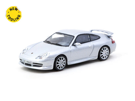 Tarmac Works X iXO Models 1/64 Porsche 911 GT3 (type 996) Silver - GLOBAL64 - T64G-069-SL