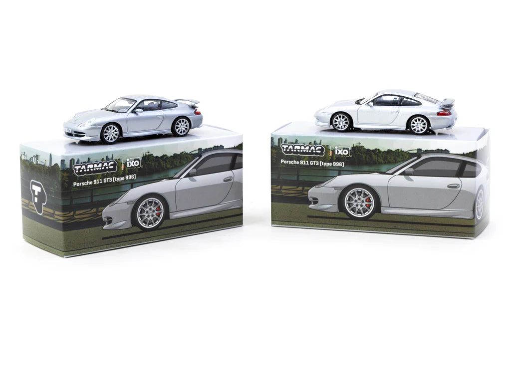 Tarmac Works X iXO Models 1/64 Porsche 911 GT3 (type 996) Silver - GLOBAL64 - T64G-069-SL