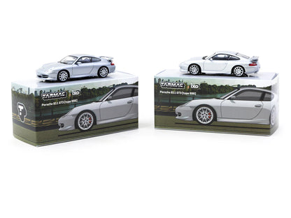 Tarmac Works X iXO Models 1/64 Porsche 911 GT3 (type 996) Silver - GLOBAL64 - T64G-069-SL