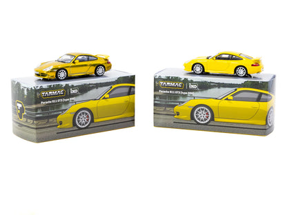 Tarmac Works  x iXO Models 1/64 Porsche 911 GT3 (type 996) Yellow - GLOBAL64 - T64G-069-YL