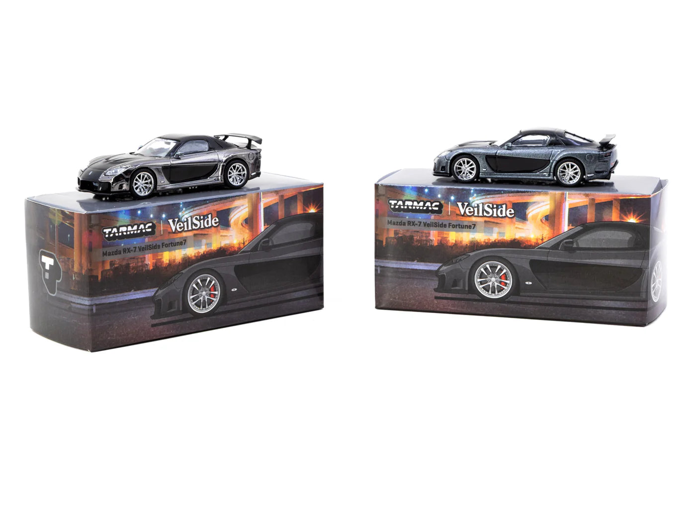 Tarmac Works 1/64 Mazda RX-7 VeilSide Fortune7 Grey Metallic / Black GLOBAL64 - T64G-075-GY