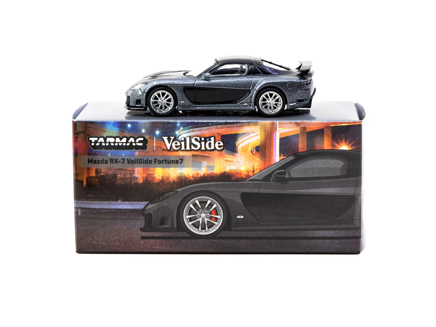 Tarmac Works 1/64 Mazda RX-7 VeilSide Fortune7 Grey Metallic / Black GLOBAL64 - T64G-075-GY