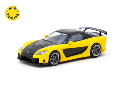 Tarmac Works 1/64 Mazda RX-7 VeilSide Fortune7 Yellow / Black - GLOBAL64 - T64G-075-YE