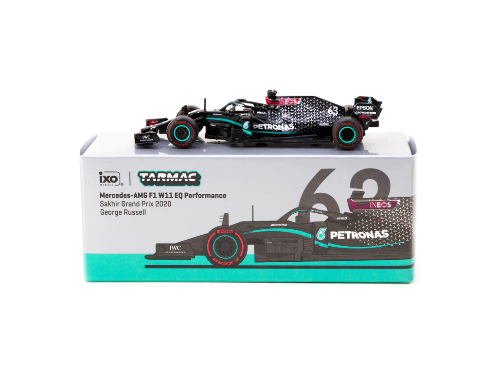 Tarmac Works  X iXO 1/64 Mercedes-AMG F1 W11 EQ Performance Sakhir Grand Prix 2020 George Russell - GLOBAL64 Black