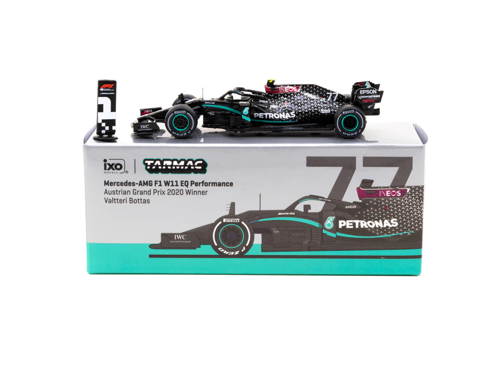 Tarmac Works 1/64 Mercedes-AMG F1 W11 EQ Performance Austrian Grand Prix 2020 Winner - Valtteri Bottas #77 - GLOBAL64 Black