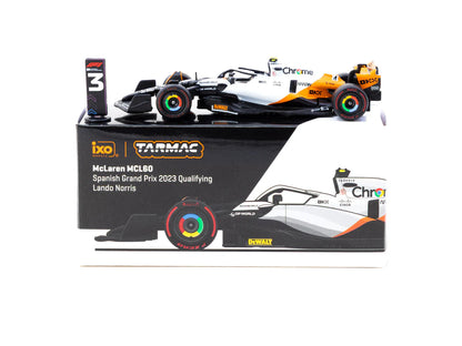 Tarmac Works X iXO Models 1/64McLaren MCL60 Spanish Grand Prix 2023 Qualifying#4 Lando Norris - GLOBAL64 Black & White - T64G-F070-LN1