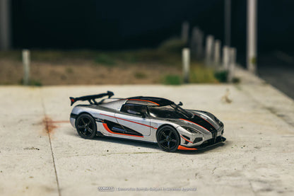 Tarmac Works 1/64 Koenigsegg Agera RS Moon Silver & Black - GLOBAL64 - T64G-TL005-MS - Damaged Box