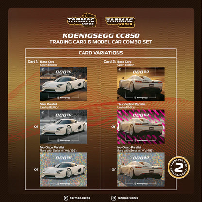 Tarmac Works 1/64 Koenigsegg CC850 White with Tarmac Cards Combo Set - GLOBAL64 - T64G-TL051-WH