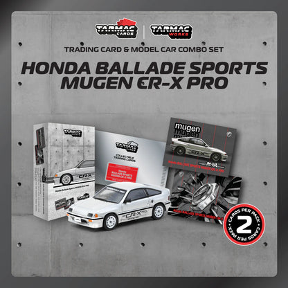 Tarmac Works 1/64 Honda Ballade Sports MUGEN CR-X Pro with Tarmac Cards Combo Set Silver - GLOBAL64 - T64G-TL058-SL