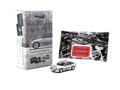 Tarmac Works 1/64 Honda Ballade Sports MUGEN CR-X Pro with Tarmac Cards Combo Set Silver - GLOBAL64 - T64G-TL058-SL