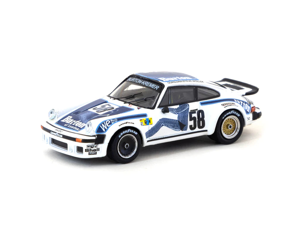 Minichamps x Tarmac Works 1/64 Porsche 934 Le Mans 24h 1977 #58 Class Winner - COLLAB64 Blue & White - Damaged Box