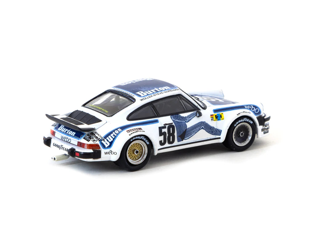 Minichamps x Tarmac Works 1/64 Porsche 934 Le Mans 24h 1977 #58 Class Winner - COLLAB64 Blue & White - Damaged Box