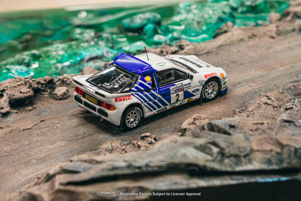 Tarmac Works 1/64 Ford RS200 Lombard RAC Rally 1986 #2 - HOBBY64 Blue & White