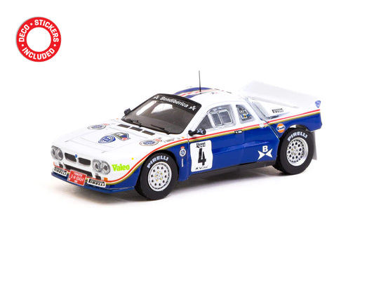 Tarmac Works 1/64 Lancia 037 Rally Rally Costa Brava 1985 #4 - HOBBY64 White & Blue
