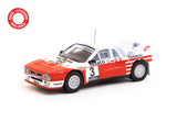 Tarmac Works 1/64 Lancia 037 Rally Rally Van Haspengouw 1985 #3 Winner - HOBBY64 White & Red