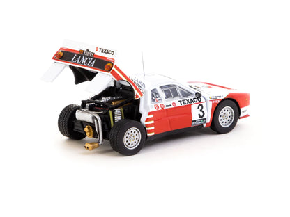 Tarmac Works 1/64 Lancia 037 Rally Rally Van Haspengouw 1985 #3 Winner - HOBBY64 White & Red