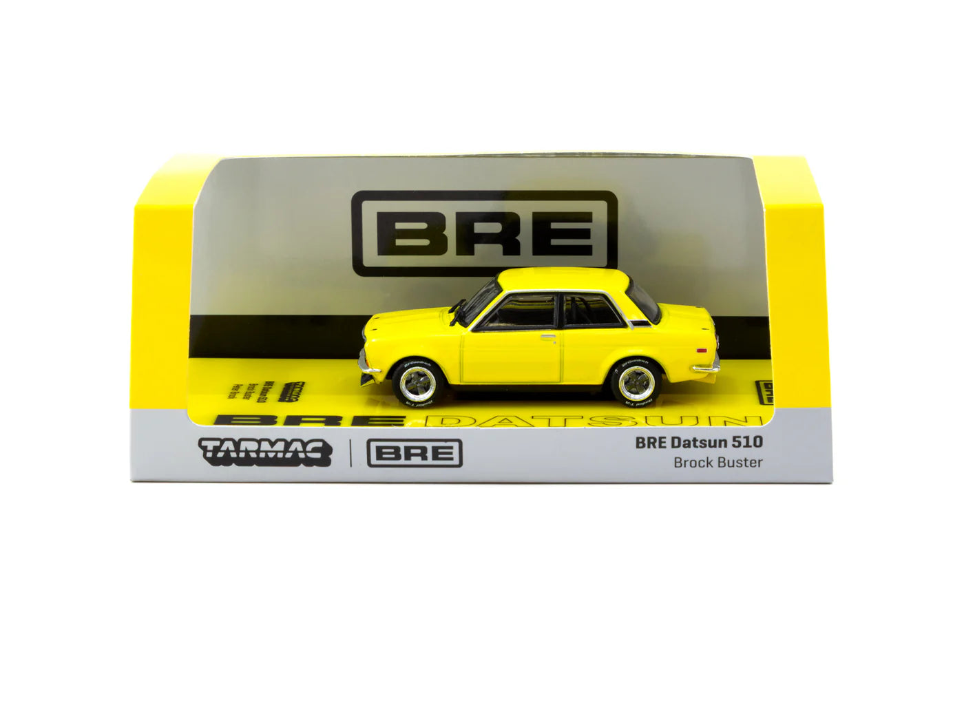 Tarmac Works 1/64 BRE Datsun 510 Brock Buster Peter Brock – USA Special Edition Yellow ROAD64 - T64R-052-BB