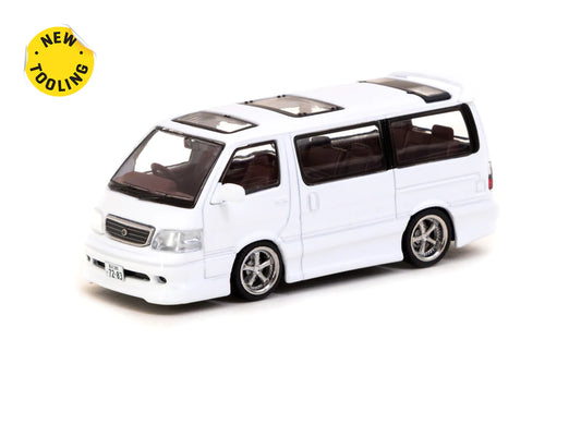 Tarmac Works 1/64 Toyota Hiace Wagon Custom Special Edition - Hobby64 White