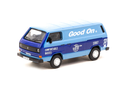 Schuco X Tarmac Works 1/64 Volkswagen T3 Panel Van - GOOD ON - COLLAB64 Blue