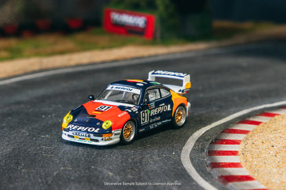 Tarmac Works x Schuco 1/64 Porsche 911 GT2 24h LE MANS 1995 #91 - COLLAB64 Blue - T64S-004-REP - Damaged Box