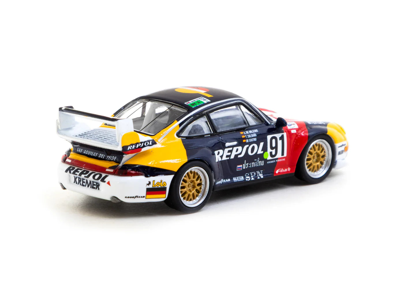 Tarmac Works x Schuco 1/64 Porsche 911 GT2 24h LE MANS 1995 #91 - COLLAB64 Blue - T64S-004-REP - Damaged Box