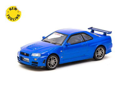 Schuco X Tarmac Works 1/64 Nismo R34 GT-R Z-tune FuelFest Tokyo 2023 - COLLAB64 Blue