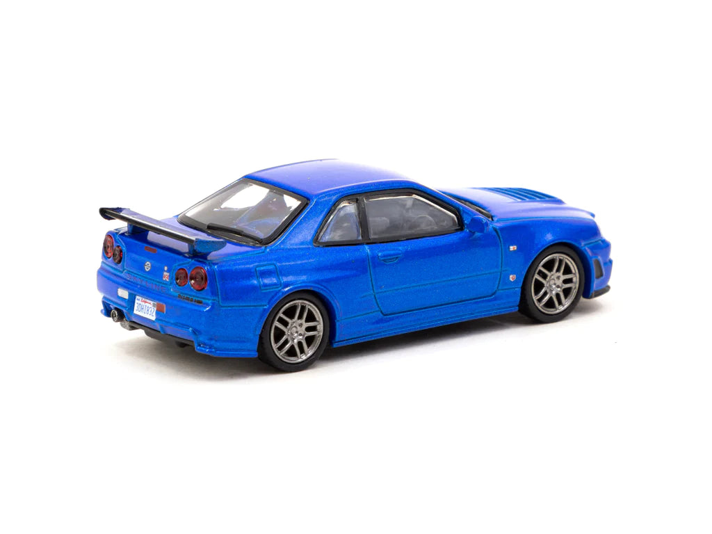 Schuco X Tarmac Works 1/64 Nismo R34 GT-R Z-tune FuelFest Tokyo 2023 - COLLAB64 Blue