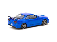 Schuco X Tarmac Works 1/64 Nismo R34 GT-R Z-tune FuelFest Tokyo 2023 - COLLAB64 Blue