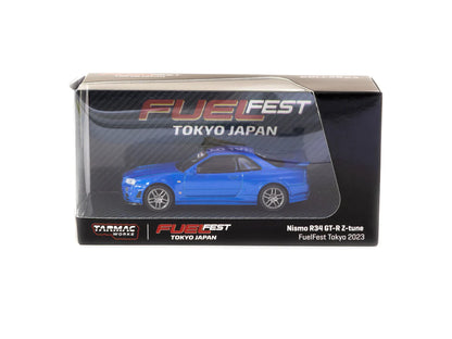 Schuco X Tarmac Works 1/64 Nismo R34 GT-R Z-tune FuelFest Tokyo 2023 - COLLAB64 Blue
