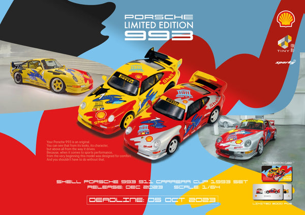 Tiny X Sparkmodel 1/64 Shell Porsche 993 Set (With Rear Spoiler)