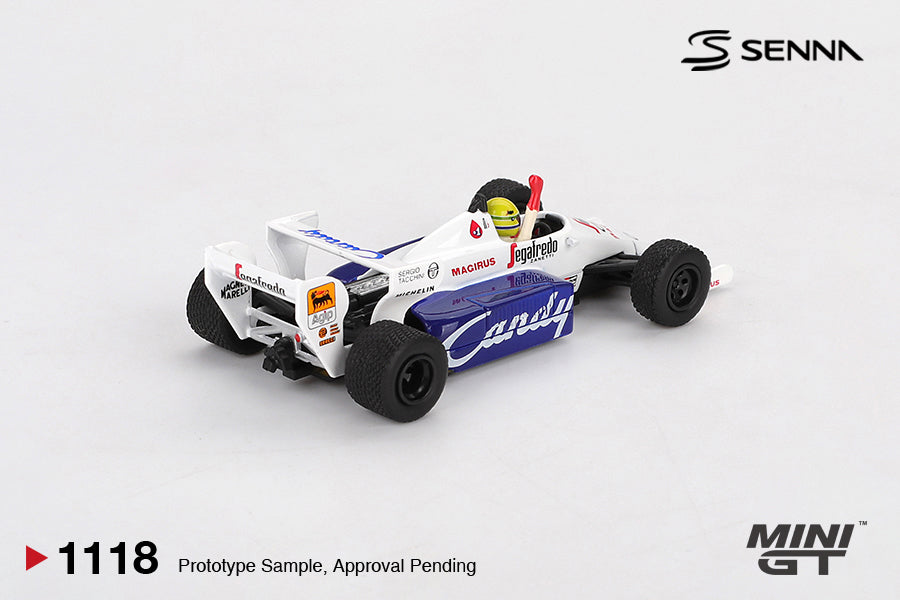 Mini GT 1/64 Toleman TG184 #19 1984 Monaco Grand Prix 2nd Place Ayrton Senna White - MGT01118