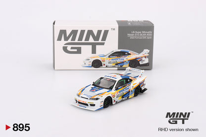Mini GT 1/64 LB-Super Silhouette Nissan S15 SILVIA #555 2023 Formula Drift Japan White & Blue